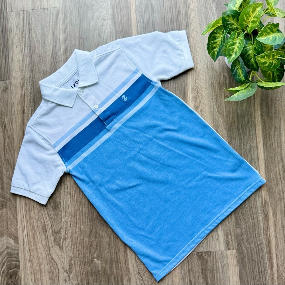 IZOD‎ Boys’ Colorblock Polo Shirt in Blue & White – Size M (10/12)